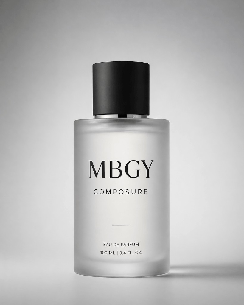 Simple cologne bottle on a table with minimal direction